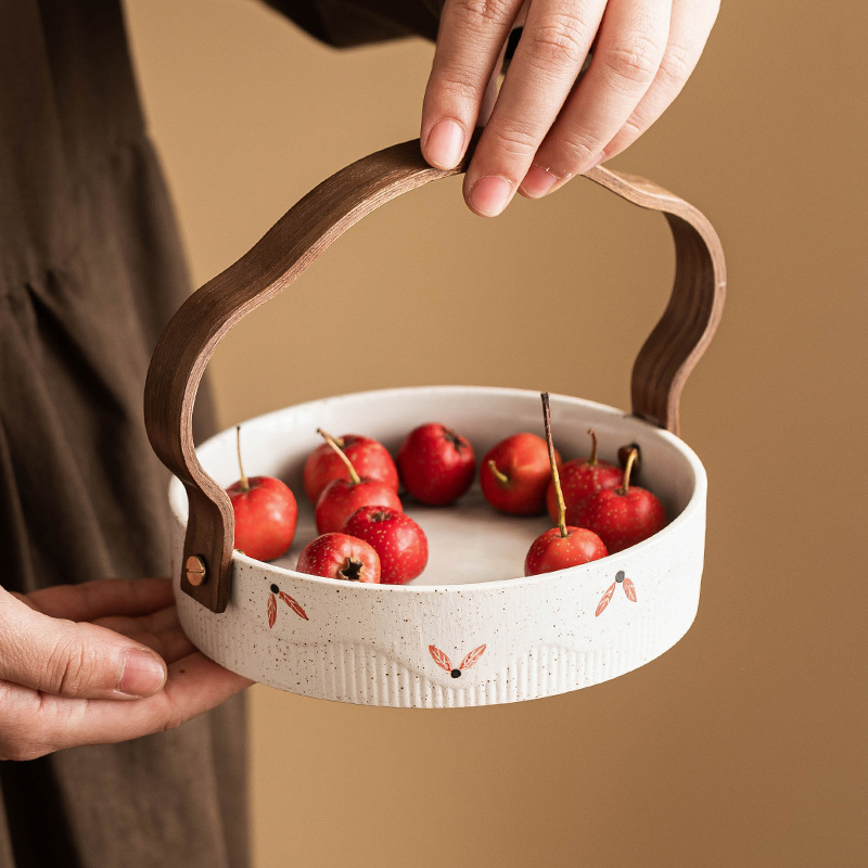 Đĩa trái cây hoa hướng dương được vẽ bằng bột, đĩa kẹo gốm, bàn trà, đĩa ăn vặt, giỏ trái cây trang trí sáng tạo gia dụng