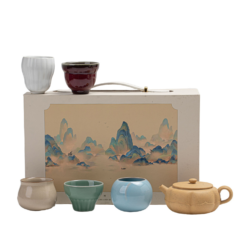 Bộ ấm trà năm lò nung nổi tiếng gia dụng sang trọng nhẹ bộ ấm trà Kung Fu