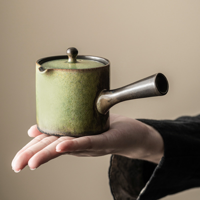 Ấm tay cầm bên hông cổ điển lò nung ấm pha trà gốm sứ tách nước trà bộ trà Kung Fu Trung Quốc ấm đơn chống bỏng gia dụng