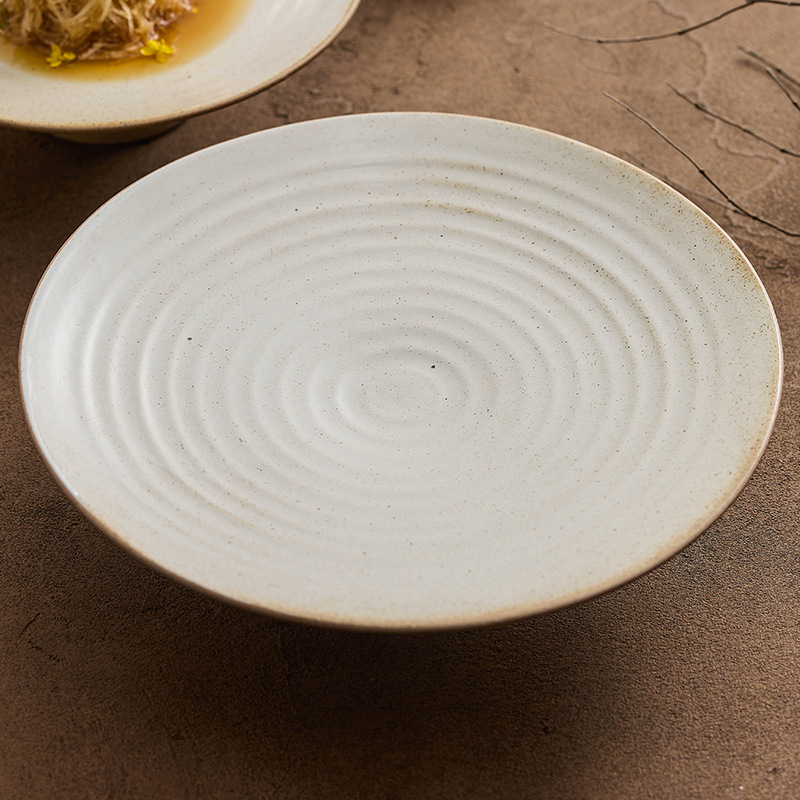 Đĩa hoa quả gốm thô, đĩa chân cao, bộ đồ ăn khách sạn cao cấp, đĩa chân cao, đĩa đựng đồ kiểu Trung Quốc cổ điển, đĩa đựng đồ ăn nhỏ có ren