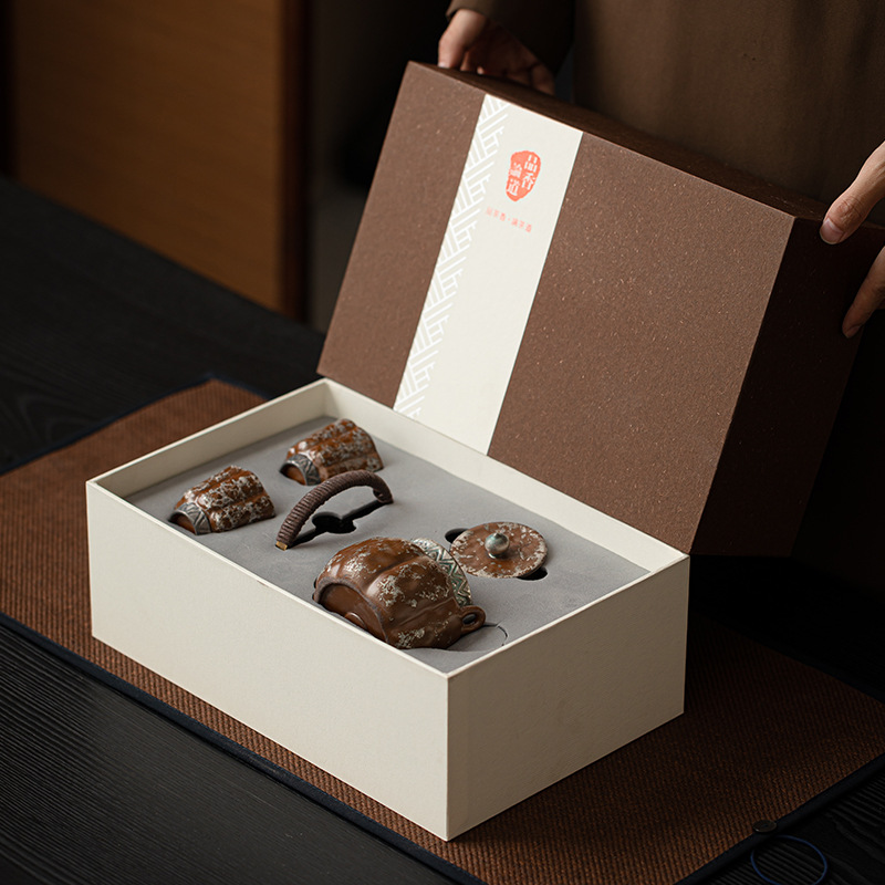 Bộ ấm trà mạ bạc giả cổ Bộ ấm trà Kung Fu một ấm hai cốc gia dụng ấm trà gốm cổ điển kiểu Trung Quốc