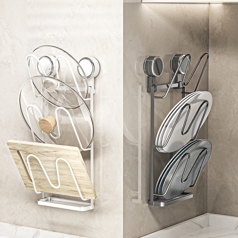 Khay hút, giá nắp nồi sắt rèn, dụng cụ đặt nắp nồi không đục lỗ, giá treo tường, giá bếp đa năng