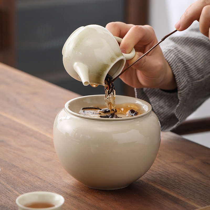 Tro thực vật phong cách Nhật Bản Jianshui gia dụng cổ điển có nắp rửa trà rửa trà nhỏ bể nước trà Kungfu trà đạo không khớp