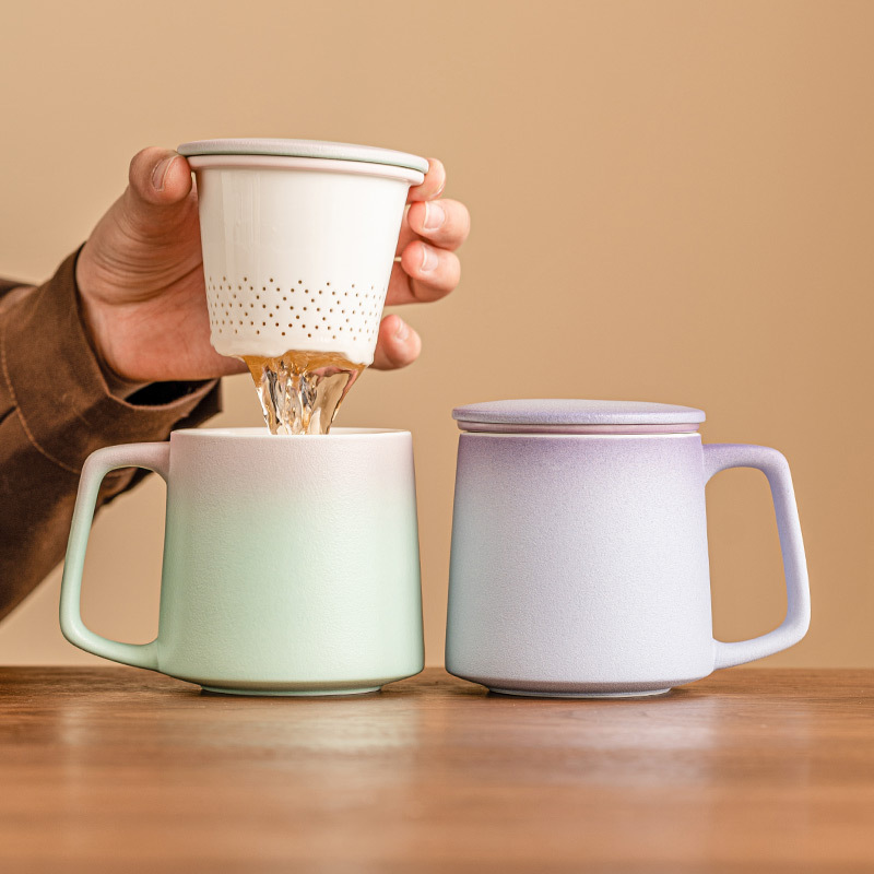 Cốc pha trà cốc gốm sứ giá trị cao cốc văn phòng cá nhân cốc tách trà đơn giản cho người lớn tuổi có thể LOGO