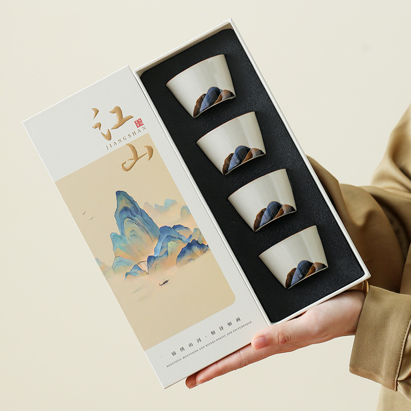 Shanshanerchuan cốc trà hộp quà lưu niệm chủ cốc ngày lễ quà tặng nhóm mua bốn cốc hộp quà tặng công ty tùy chỉnh LOGO