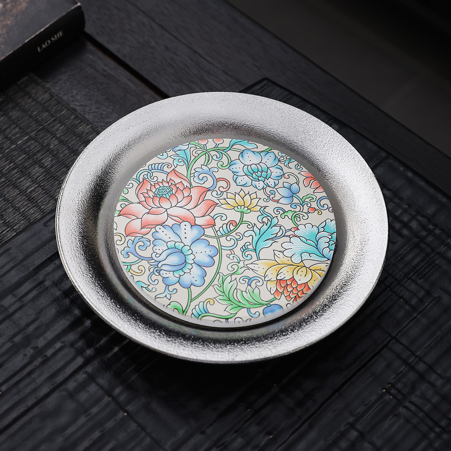 Bộ ấm chén bạc sterling mạ vàng, tráng men, họa tiết chỉ vàng, họa tiết rồng phượng, quà tặng sáng tạo