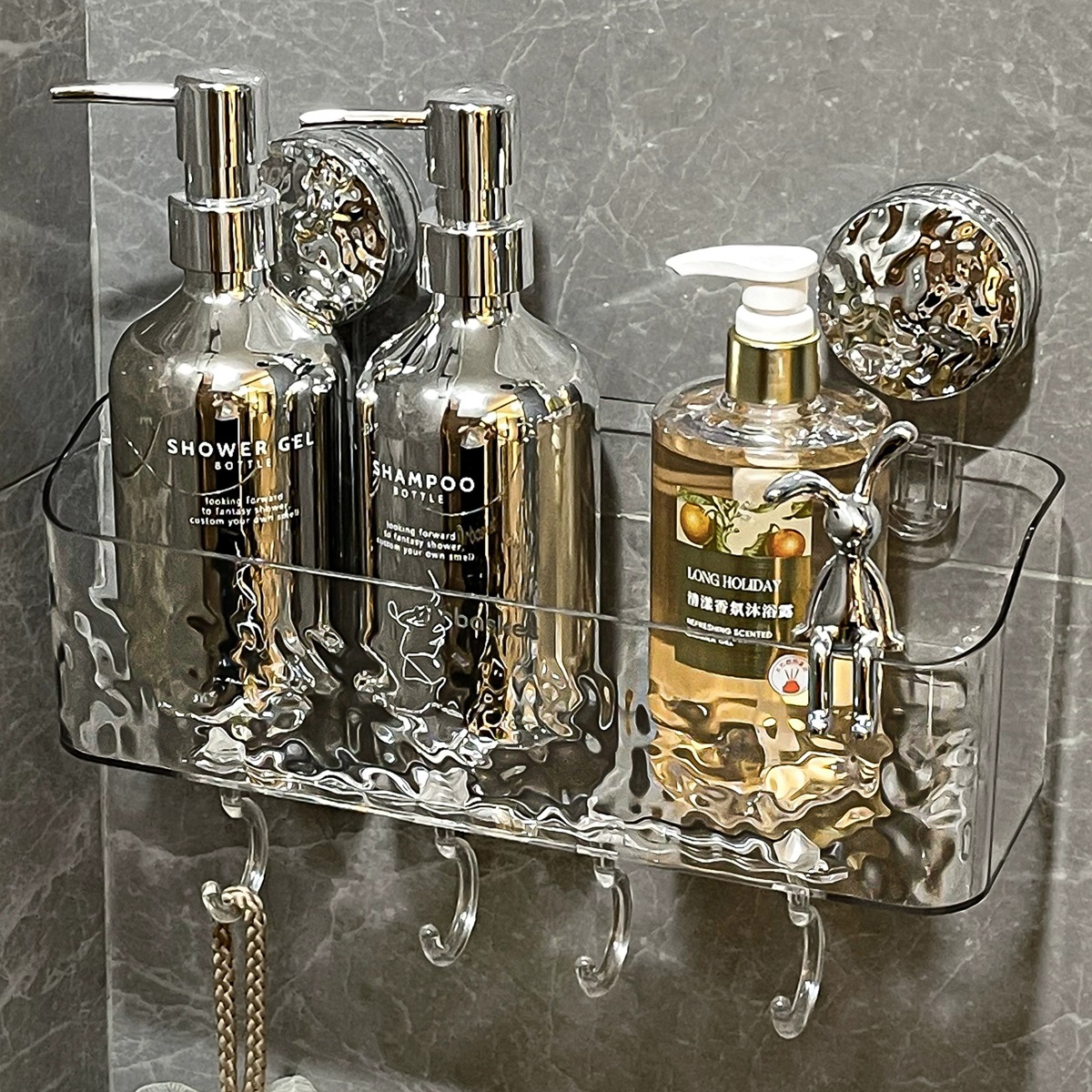 Kệ để cốc hút phòng tắm Giá để phòng tắm không cần đục lỗ, bồn rửa vệ sinh, giỏ treo, hộp đựng đồ treo tường nhà bếp