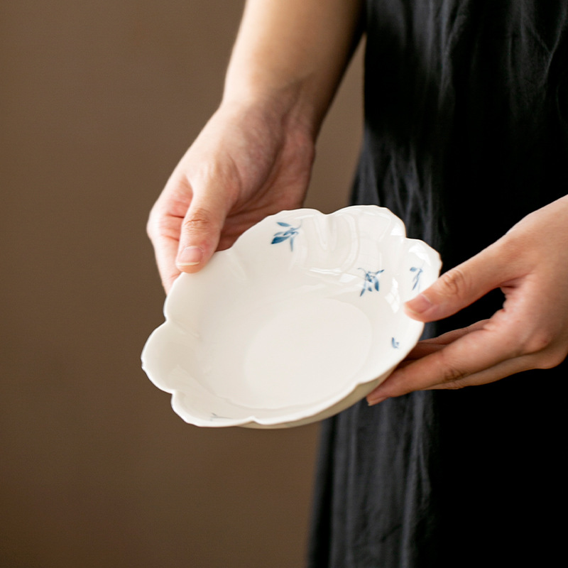 Hoa lan vẽ tay gốm sứ giải khát khay trái cây khay đựng ấm trà gia dụng khay đựng bát nắp khay đựng trà Kung Fu bán buôn