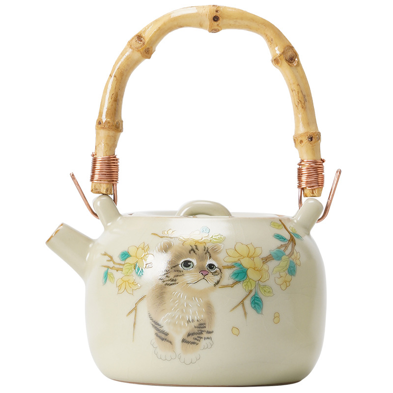 Ấm trà nhỏ mèo dễ thương ấm trà ấm trà gia dụng ấm gốm sứ đáng yêu ấm đơn dung tích lớn