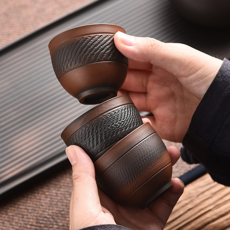 Cốc trà dao nhảy thủ công bằng gốm tím, bộ trà công phu bằng gốm sứ cao cấp, cốc chủ nhân cỡ lớn, bán buôn gia dụng