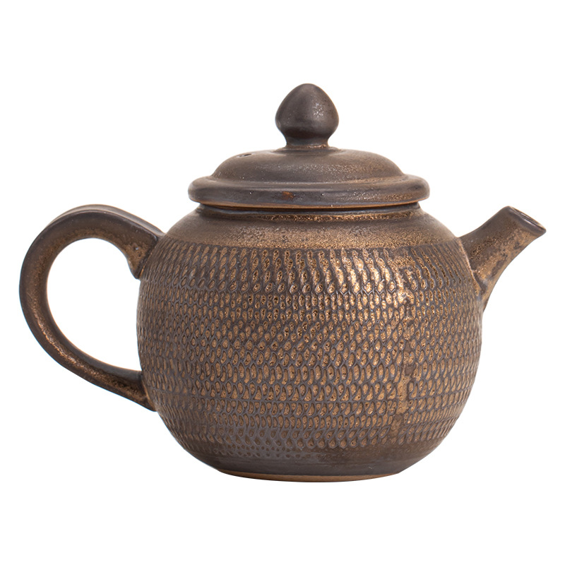 Ấm Trà Công Phu tráng men mạ vàng kiểu Nhật Ấm Trà Công Phu Gốm Sứ Cổ Điển Lỗ Bóng Lọc ấm trà đơn nhỏ