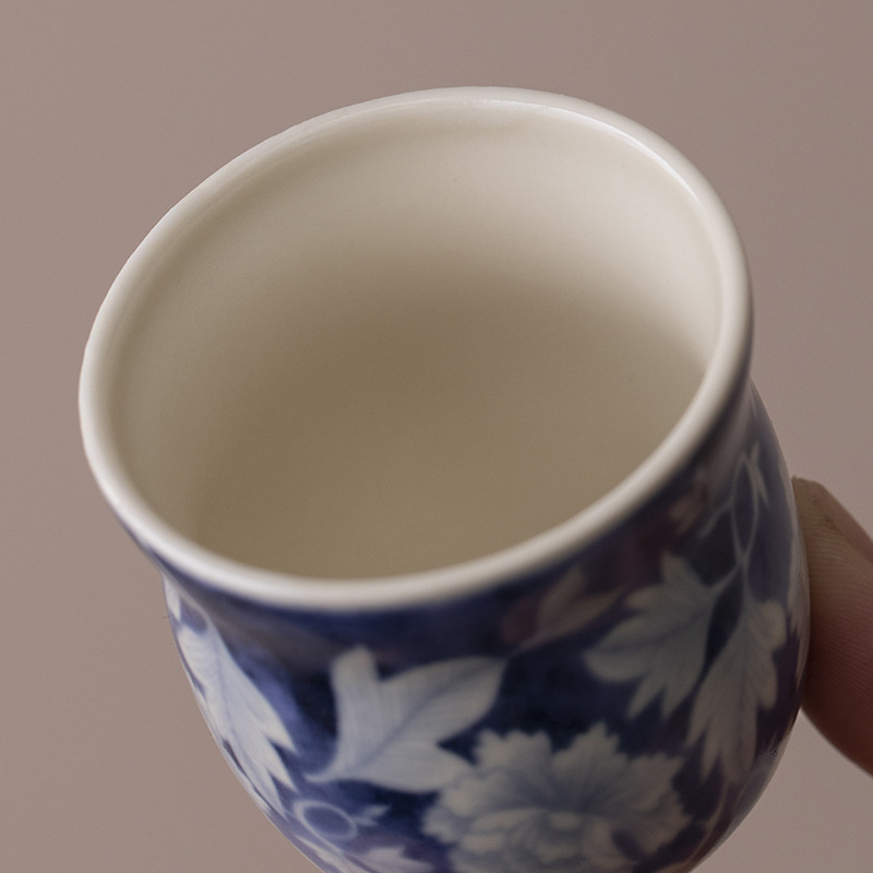 Cốc trà màu xanh và trắng Yuan cổ kính tráng men cốc trà bộ trà Kung Fu cốc trà gốm thô đơn gia dụng cốc trà