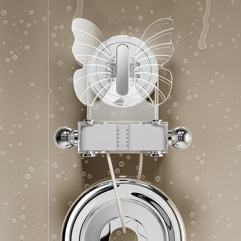 Giá đỡ cây lau nhà hình con bướm, gắn tường bằng cốc hút, có móc treo, không cần khoan.