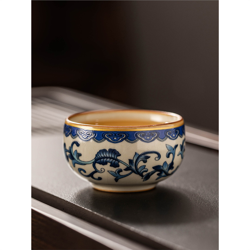 Bộ trà Ruyao màu xanh và trắng, cốc chủ sở hữu, tách trà cá nhân cao cấp, trà gốm sứ, cốc đơn, bộ trà Kung Fu, cốc trà