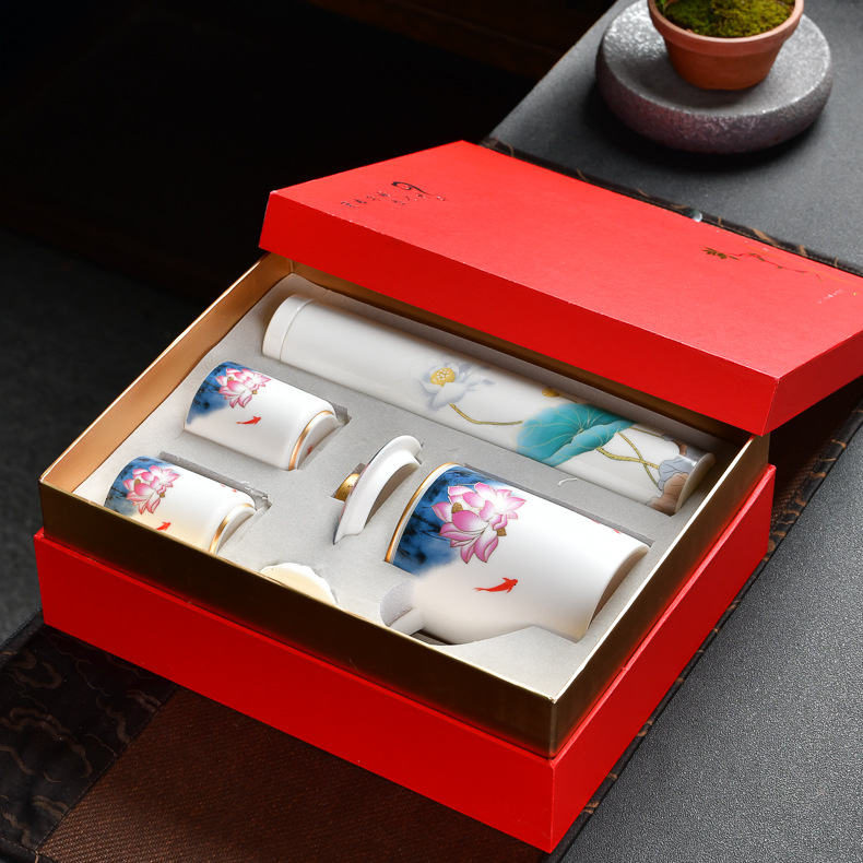 Hộp Quà Tặng Hộp đựng trà gốm sứ vẽ tay hộp đựng Hương Hương dây cắm cốc nước văn phòng đề can Hương Dây logo kinh doanh