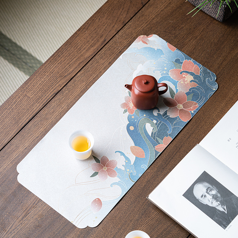 Thảm trải xốp khô kiểu Trung Quốc mới vải, khăn trà hai mặt, đệm bàn trà gia dụng, phụ kiện trà đạo đa năng một ghế