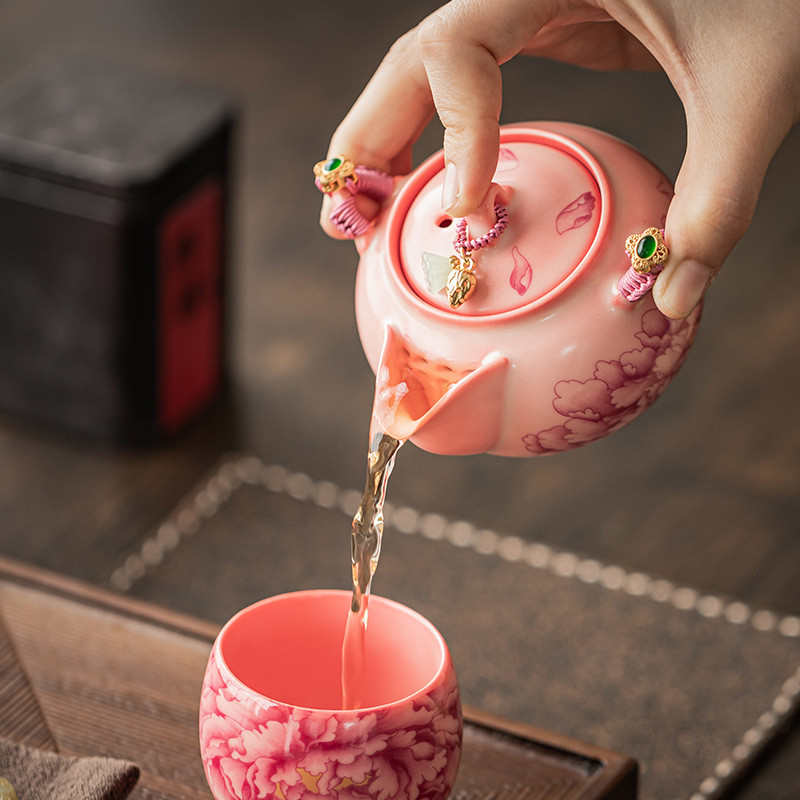 Ấm cầm tay thạch mỡ lợn lò Fenru ấm trà gốm sứ gia dụng ấm đơn dụng cụ pha trà Kung Fu lọc chống bỏng ấm