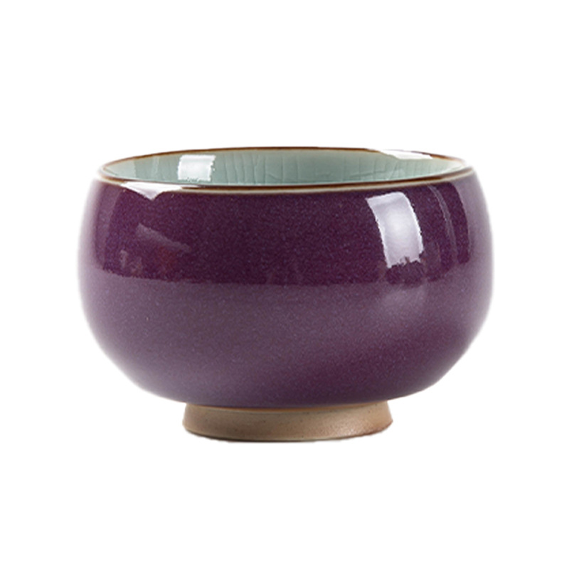 Cốc uống trà gốm sứ màu tím Jun cốc uống trà đá nứt cốc chủ nhân cốc trà Kung Fu cốc uống trà gia dụng quà tặng