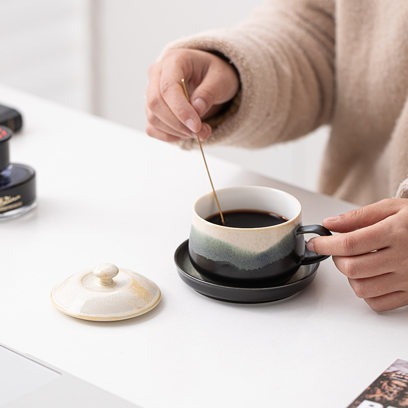 Cốc cà phê vẽ tranh cốc gốm sứ đơn giản cốc trà chiều bộ đĩa cốc ăn sáng cốc văn phòng cá nhân chuyên dụng