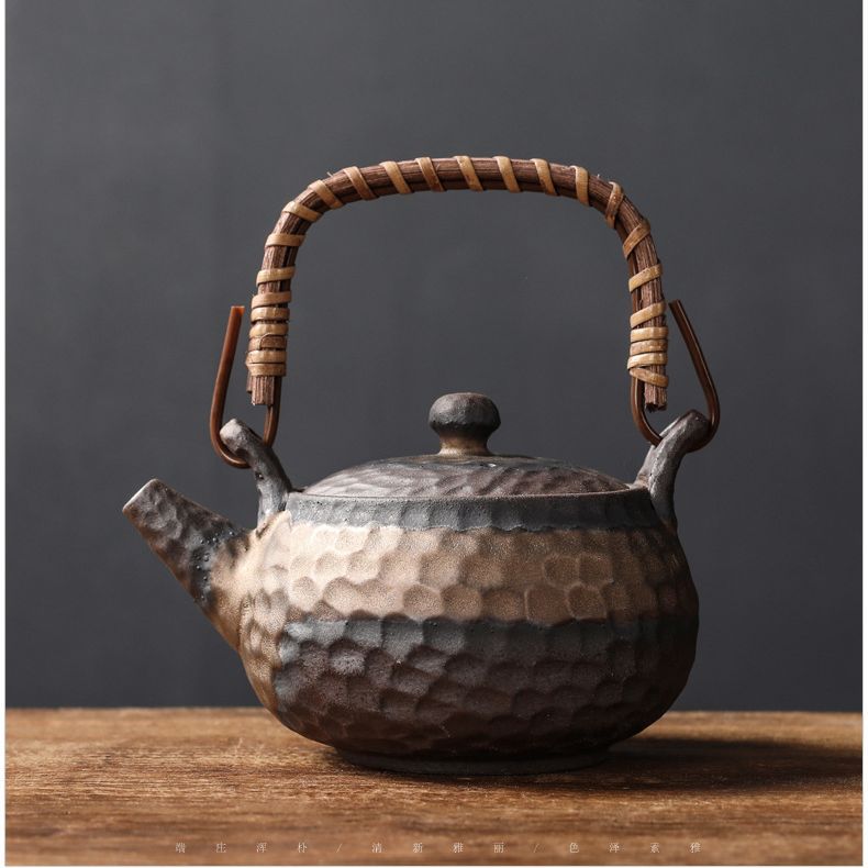 Bộ trà Kung Fu gốm thô kiểu Nhật Bộ trà nhỏ Khay trà đơn giản 2 người 1 ấm 2 cốc