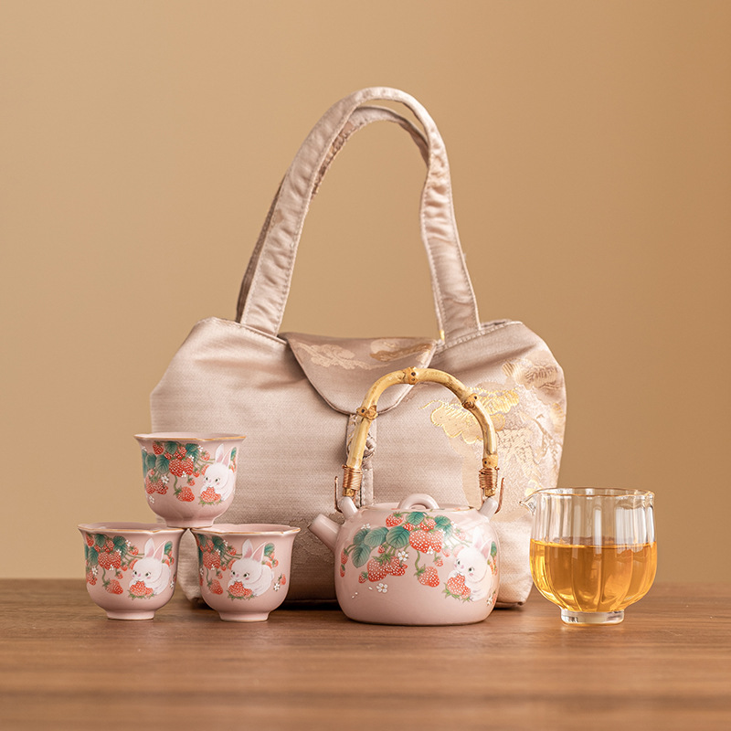 Bộ dụng cụ trà du lịch pha trà ngoài trời, bộ gốm sứ di động gia dụng, bình ba cốc