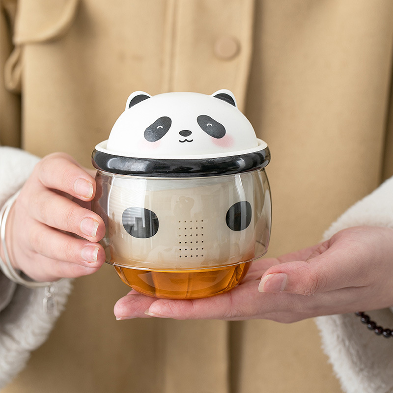 Cốc pha trà gốm sứ gấu trúc cốc văn phòng sáng tạo có nắp cốc tách trà có sẵn trong kho