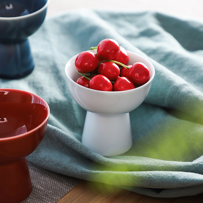 Đĩa giải khát chân cao gốm sứ Mini Đĩa trái cây trà đạo Bộ trà cổ điển Nhật Bản Bát bánh kẹo tráng miệng