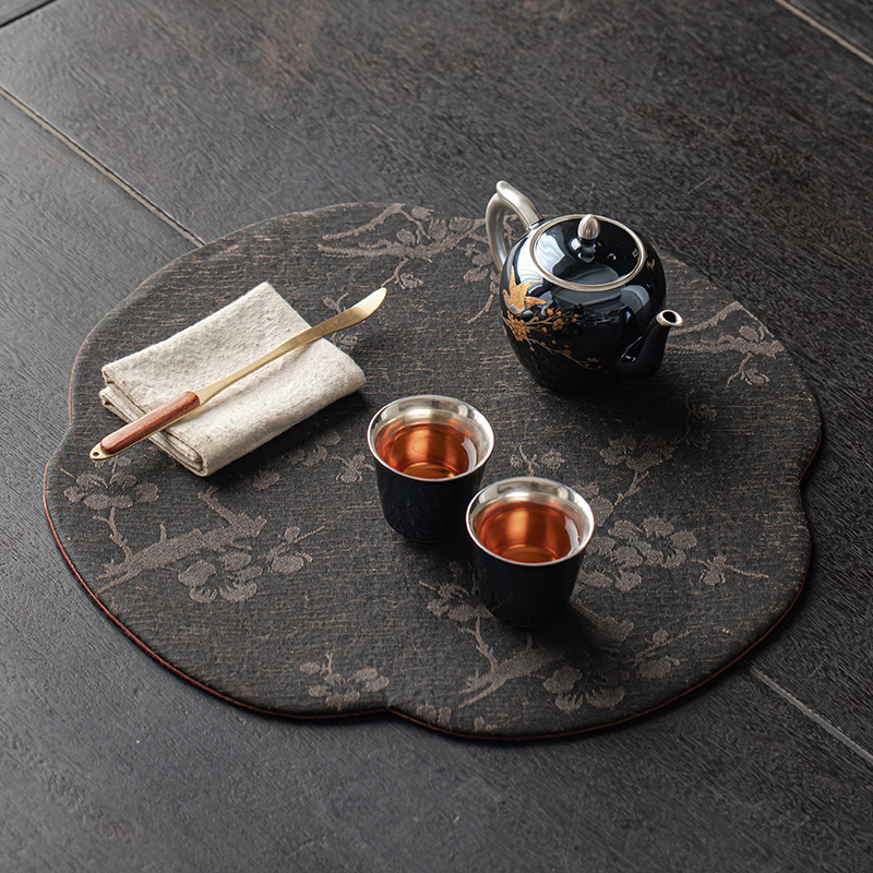 Thảm trà tơ tằm tussah, vật liệu cũ, vải đám mây thơm, thảm bọt khô, thảm trà vải lụa thật, thảm cách nhiệt, cờ bàn trà đạo, chiếu trà gia dụng