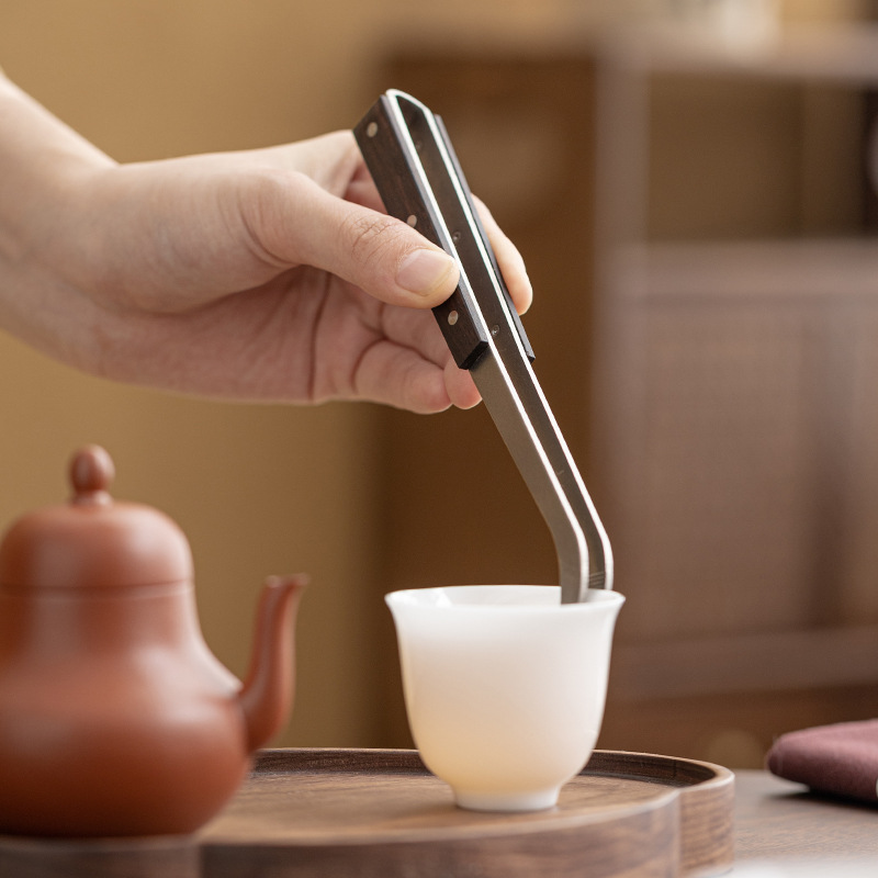 Bộ dụng cụ pha trà kẹp trà chống trượt titan nguyên chất Bộ dụng cụ pha trà kẹp kẹp trà Kung Fu cao cấp