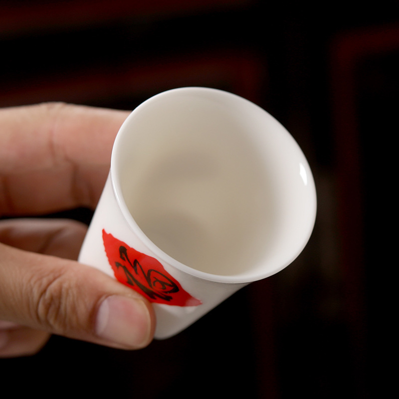 Cốc chủ nhân sứ trắng Dehua cốc trà gia dụng sành điệu quốc gia cốc trà cốc pha trà cỡ lớn bộ trà gốm sứ nhiệt độ cao