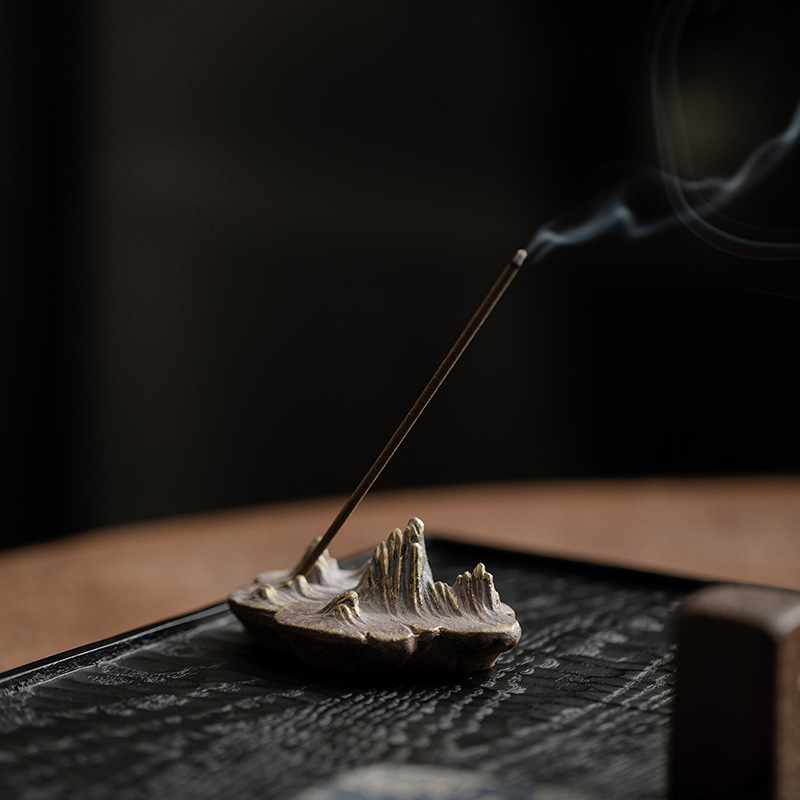 Lư hương đất đá cũ, lư hương gốm sứ kiểu Trung Quốc, lư hương, đồ trang trí trà đạo, phụ kiện trang trí để bàn