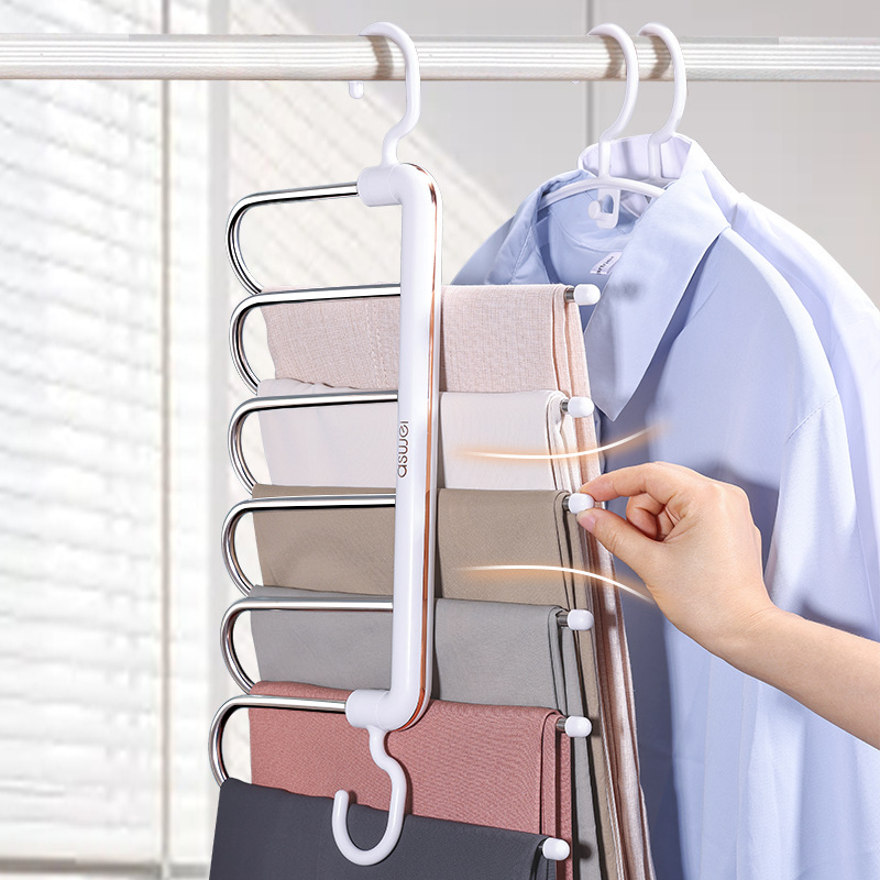 Móc quần Gấp Móc treo quần nhiều lớp đa chức năng kẹp quần không dấu ma thuật gia dụng Móc treo tủ Quần bảo quản đồ dùng thần thánh móc treo quần