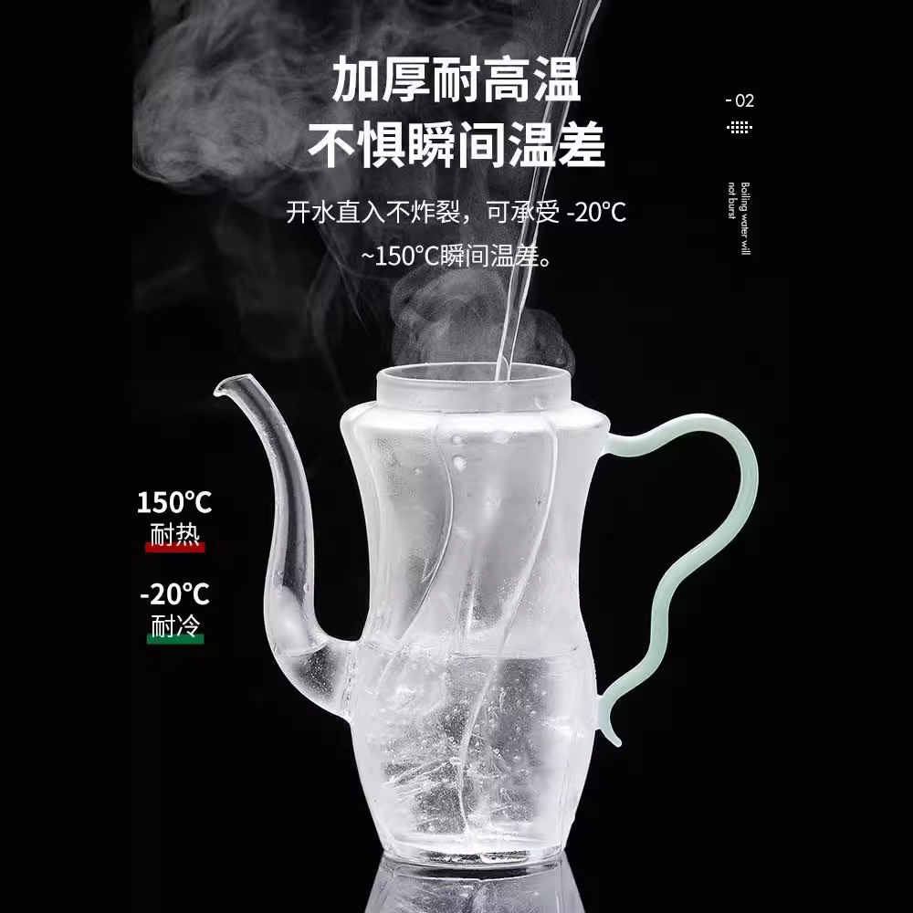 Ấm thủy tinh giả Song ấm trà pha trà xanh bộ ấm trà chuyên dùng cho một người ấm trà nhỏ ấm trà gia dụng bộ cốc trà