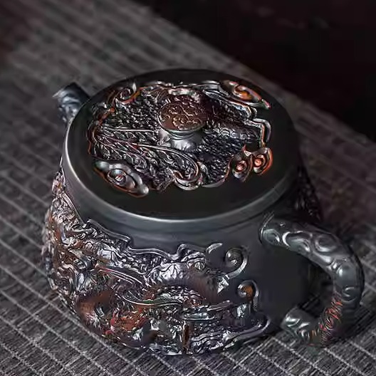 Ấm trà Fengming bằng gốm tím ấm đơn ấm đất sét màu tím nước xây nổi thủ công ấm trà cao cấp Xishi dụng cụ trà Kung Fu ấm cầm tay