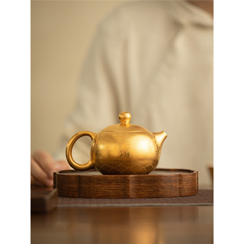 Ấm trà Xi Shi hoa sen mạ vàng ấm trà cao cấp ấm trà vàng dụng cụ pha trà Kung Fu sang trọng nhẹ gia dụng ấm pha trà quà tặng