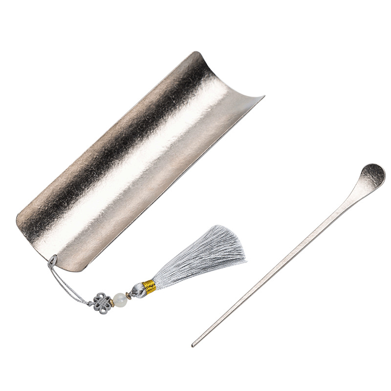 Bán buôn trà du lịch, thìa cà phê trà, bộ bốn món, phụ kiện trà đạo, kẹp trà đánh bóng titan nguyên chất sáu quý ông