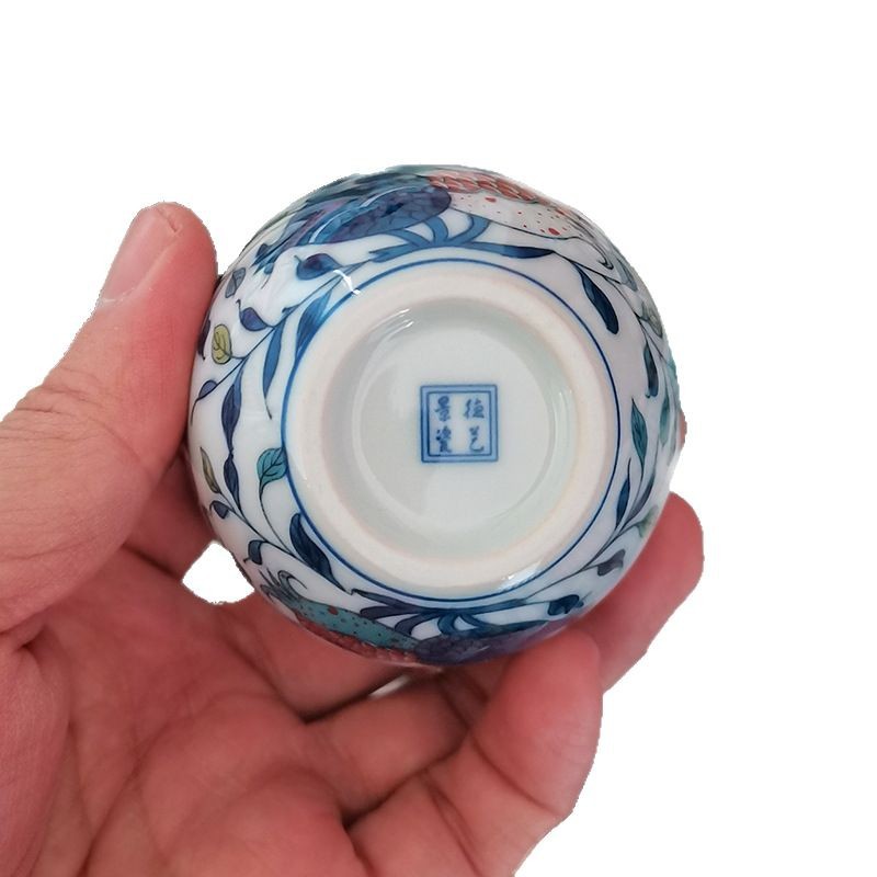 Cốc trà gốm sứ Jingdezhen, cốc chủ bộ trà Kung Fu, cốc trà đặc biệt dành cho nam và nữ, cốc khách, cốc đơn màu xanh và trắng cổ