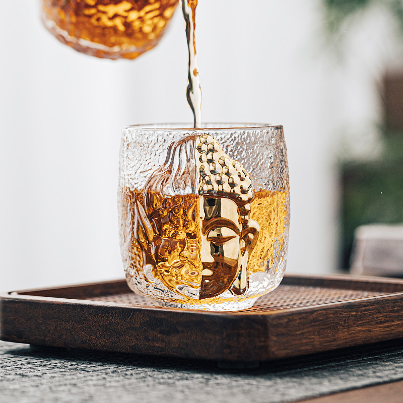 Chén một niệm Thành Phật cốc thủy tinh pha lê cốc trà Jianzhan cốc chủ nhân cốc đơn cốc Thiền cốc thủy tinh cốc nước trà Kung Fu gia dụng