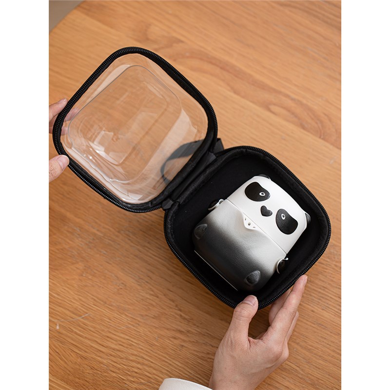 Bộ trà Kung Fu gốm sứ một bình hai cốc cầm tay ngoài trời Panda Kuai Ke thiết bị uống trà túi du lịch