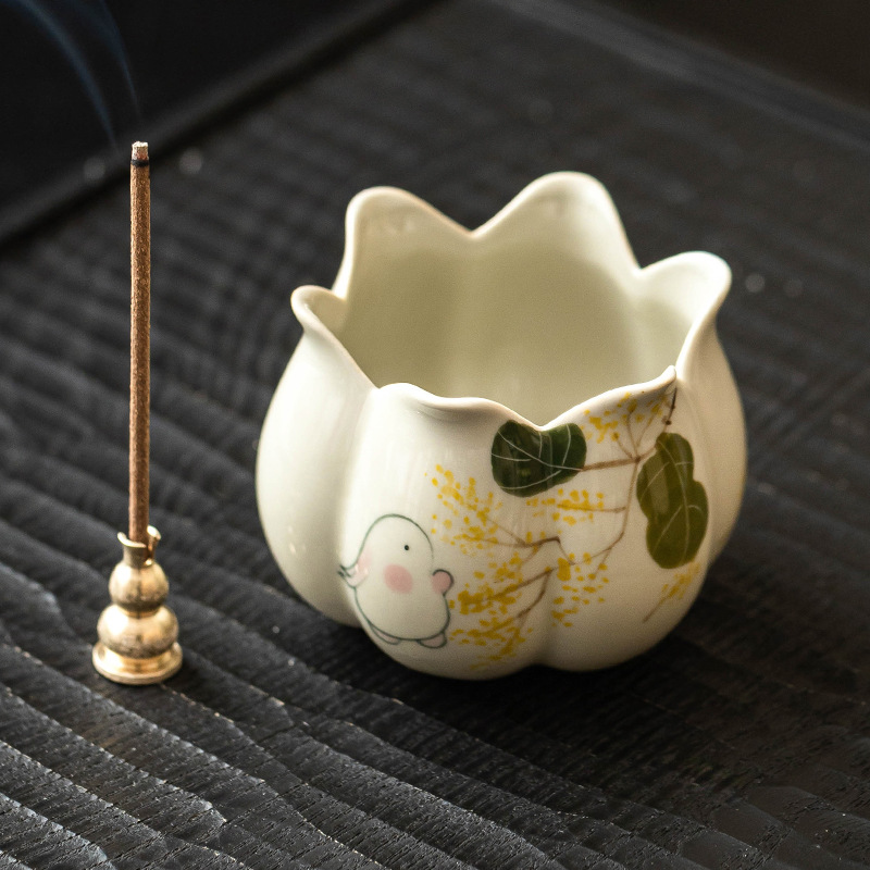 Lư hương Kim Quế Nguyệt thỏ nở hương gia dụng trong nhà cầm hương cầm tay đỡ hương chỉ điểm hương trang trí sáng tạo cỡ nhỏ