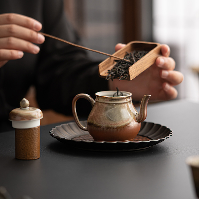Ấm trà gốm sứ cổ điển Đốt Củi thủ công ấm pha trà đơn giản biến đổi lò kiểu Nhật ấm pha trà công phu gia dụng ấm đơn
