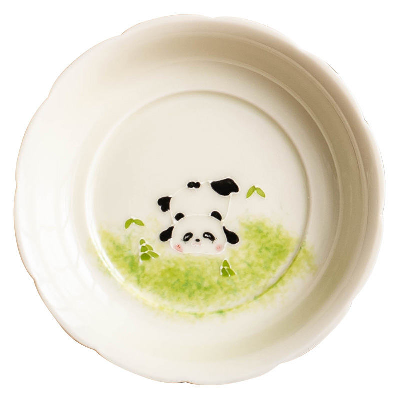 Chậu gấu trúc chạm khắc xếp chồng vẽ tay, bàn bong bóng khô kiểu Trung Quốc, bình gốm sứ gia dụng, khay đựng đồ uống, đĩa trái cây, đĩa đơn