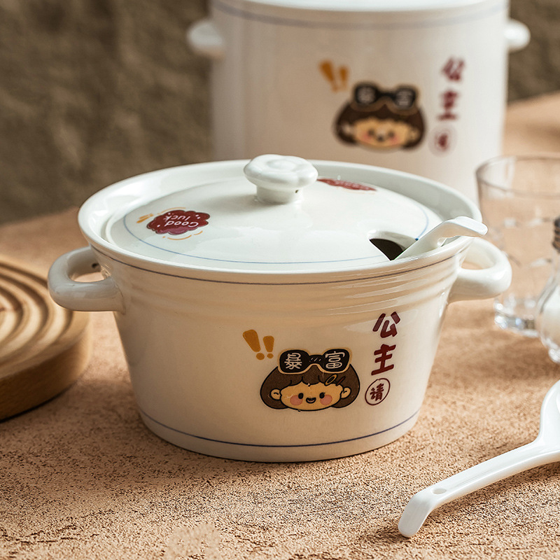 Nồi đất nung cao cấp, cấp thực phẩm, có nắp, dùng để hầm súp, thích hợp cho gia đình sử dụng.
