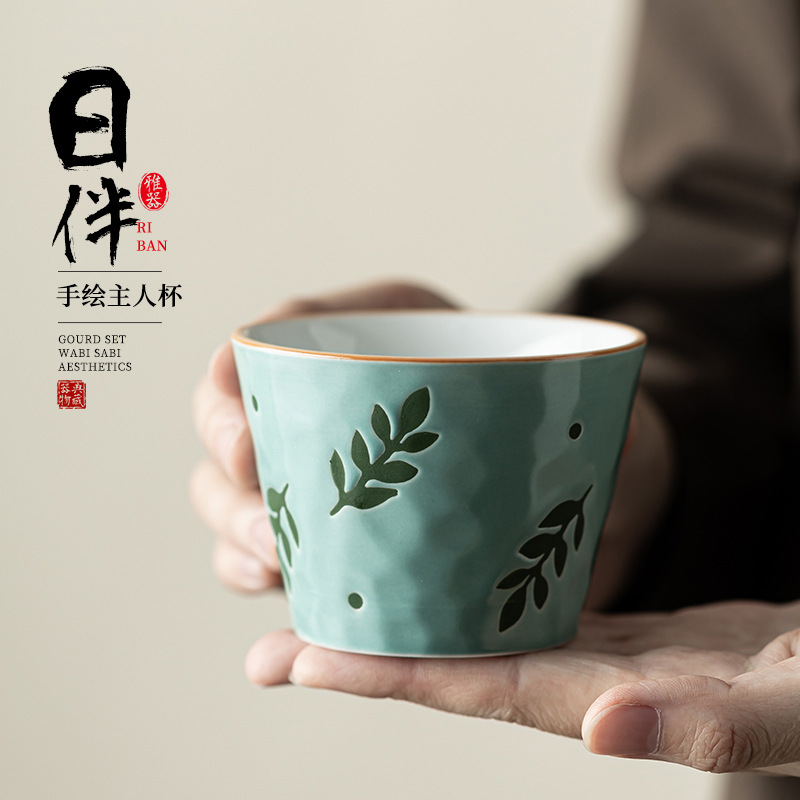 Cốc chủ nhân gốm vẽ tay Nhật Bản cốc cá nhân Trung Quốc sáng tạo cốc trà dung tích lớn cốc ăn sáng cốc bộ trà Kung Fu