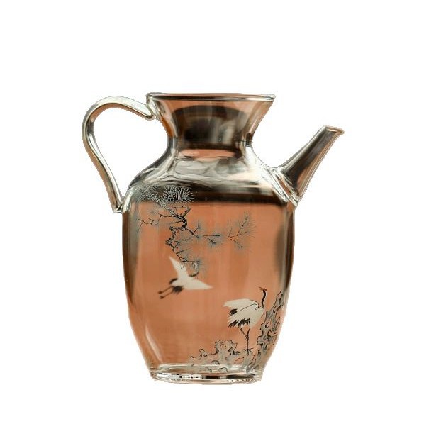 Decal thủ công Songhe thủy tinh borosilicate Bộ trà Kung Fu Cốc công bằng Cốc trà xanh Ấm pha trà xanh Hai bát có nắp