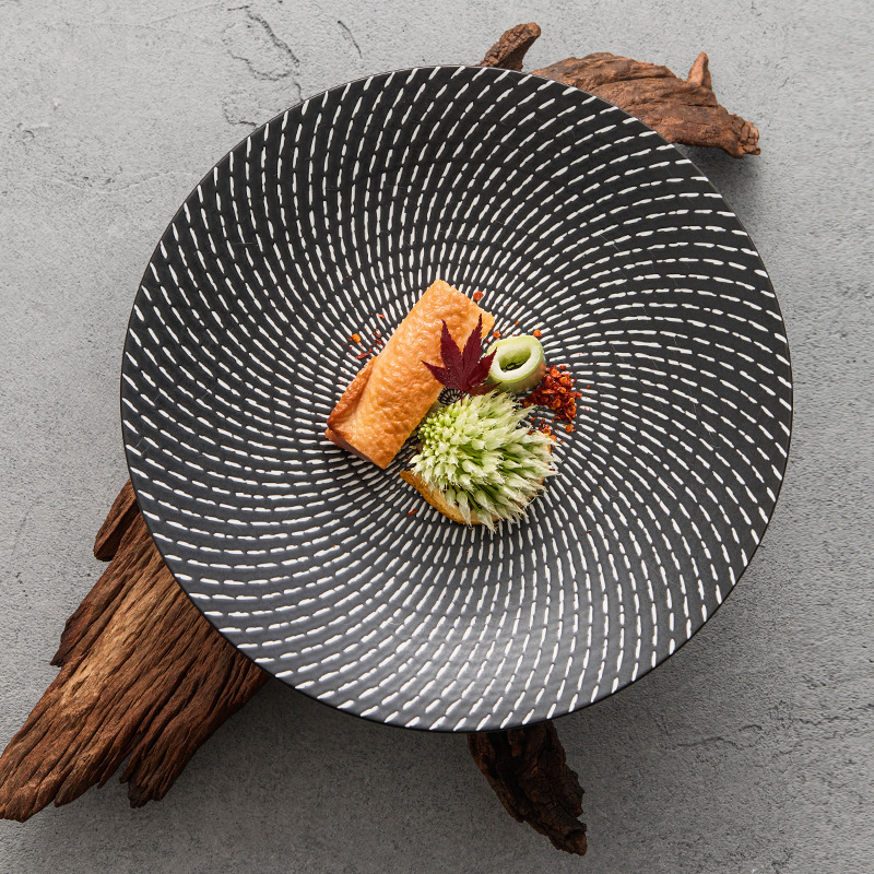 Đĩa gốm mưa sao băng Đĩa salad Đĩa gia dụng Bộ đồ ăn khách sạn sang trọng nhẹ nhàng cao cấp Đĩa ăn hình tròn Đĩa bít tết