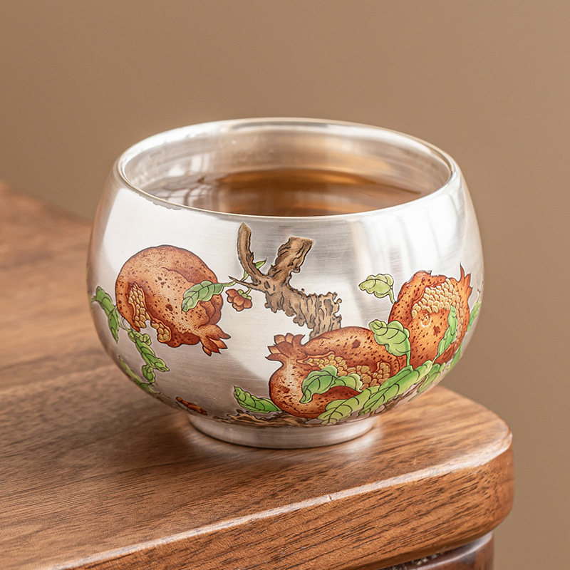 Cốc trà thiền kiểu Trung Quốc 999 cốc chủ nhân mạ bạc đa tử cốc thiền đa tử cốc trà cốc trà gốm sứ cốc đơn