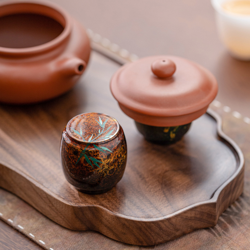 Bán buôn sơn mài lớn vẽ tay nắp nắp sơn mài thủ công nắp nắp nắp nắp nắp nắp nắp phụ kiện trà đạo