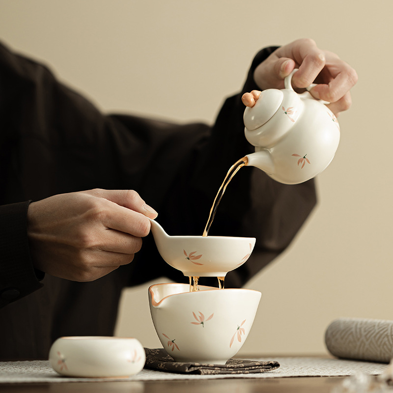 Bộ lọc hồ lô chuông gió phong lan gia dụng phụ kiện bộ trà Kung Fu kiểu Trung Quốc dụng cụ lọc trà gốm sứ vẽ tay