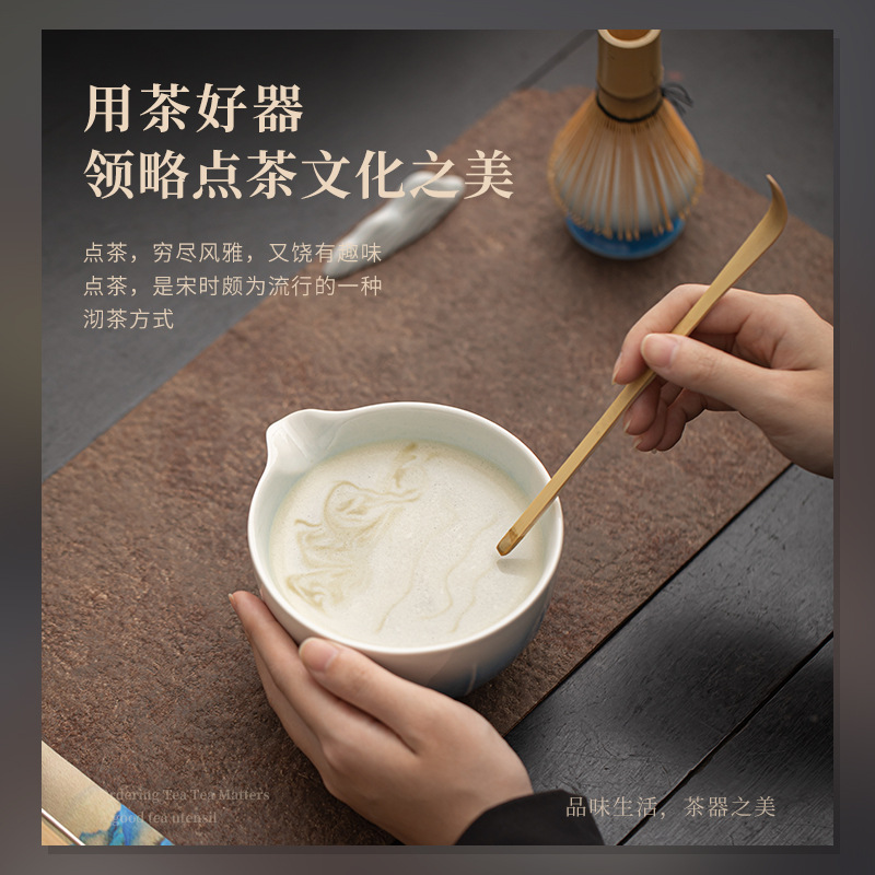 Dưa gradient matcha Bộ trà đạo Nhật Bản gốm sứ phụ kiện trà matcha dụng cụ trà bát trà thìa trà đánh đứng